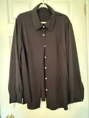 Plus Size 4XL Black Button-Up Blouse
